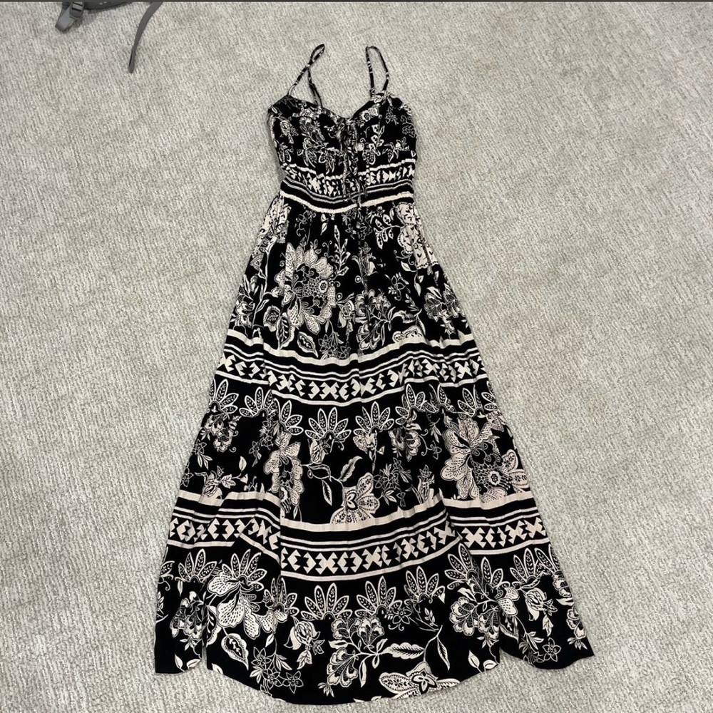 Floral Black and White Maxi Dress